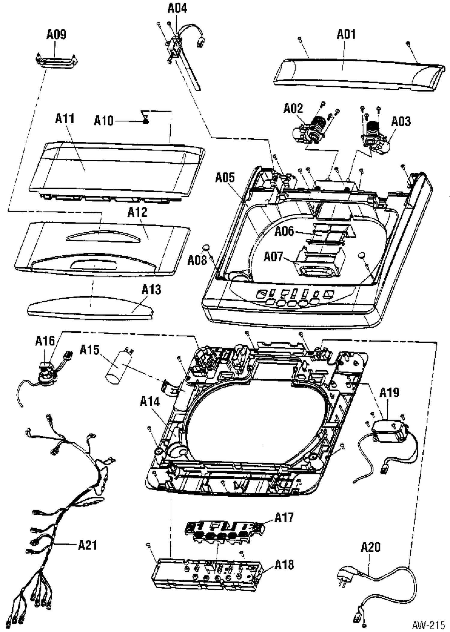 COVER GROUP Diagram and Parts List for DWF-6010AP  General Electric Washer