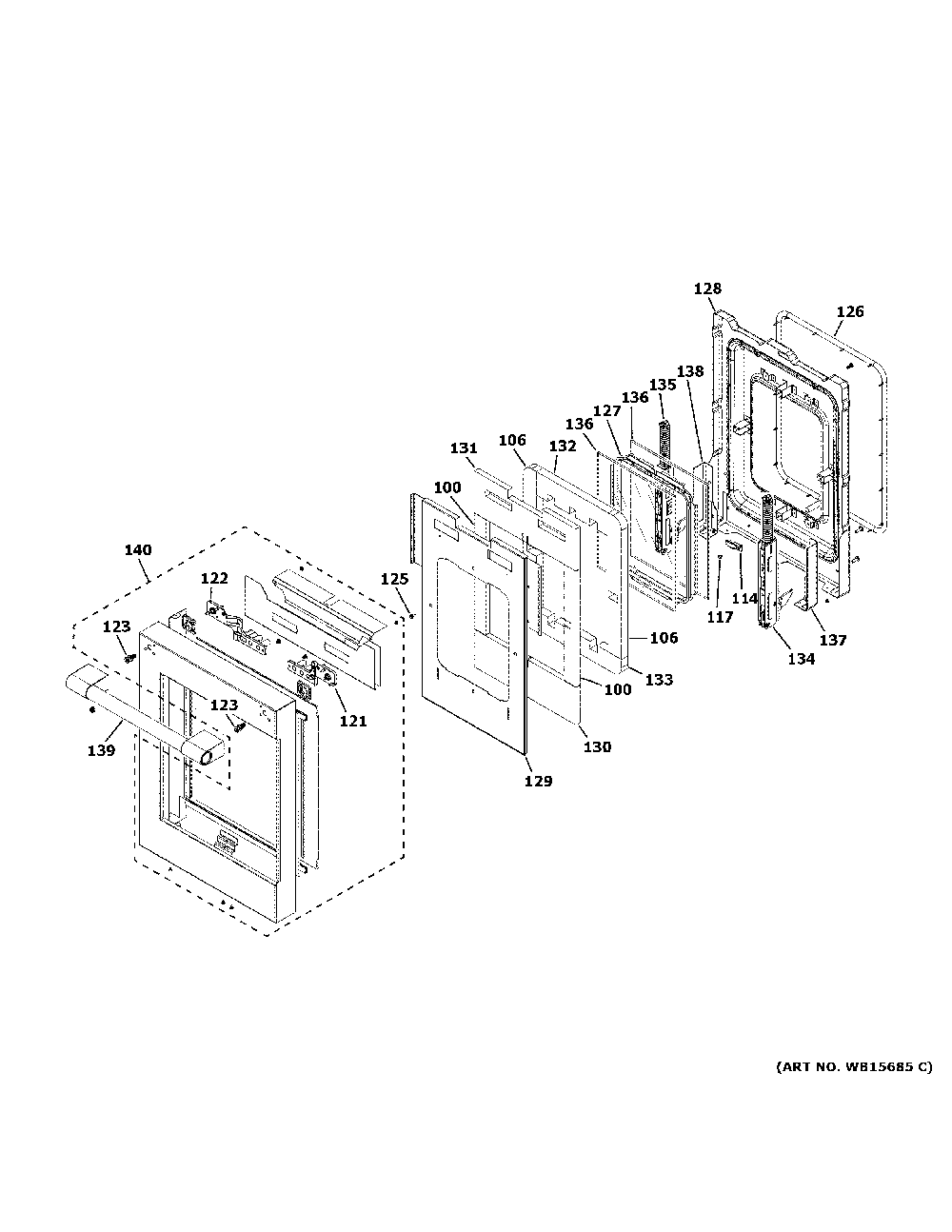 Small Door Assembly Diagram and Parts List for ZDP486NDT1SS  General Electric Range