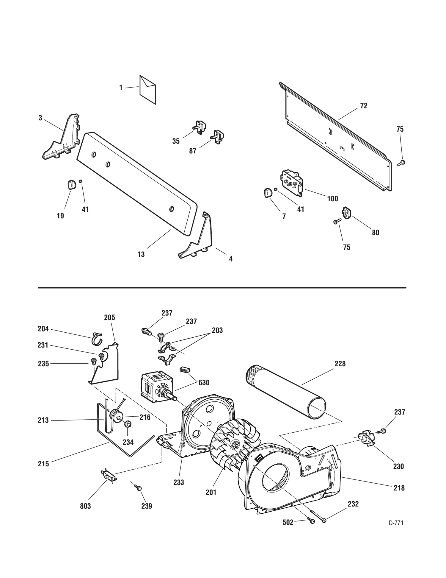 CONTROL PANEL-BLOWER Diagram and Parts List for GTMP200EM1WW  General Electric Dryer