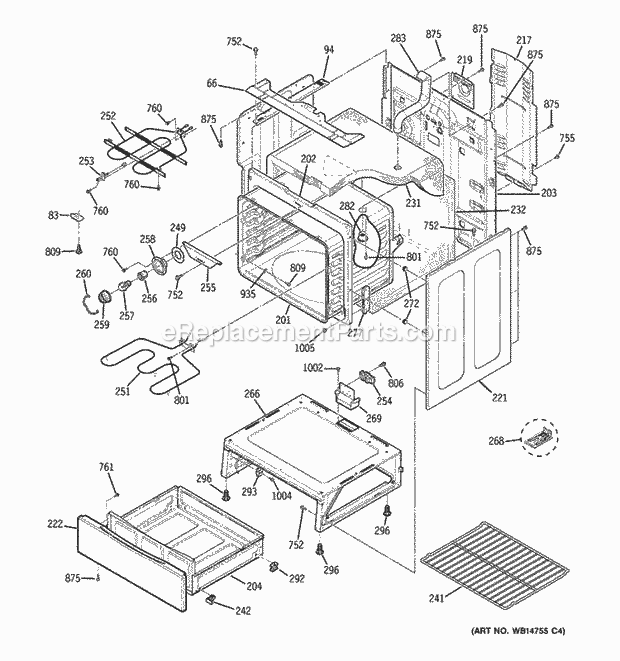Body Parts Diagram and Parts List for JBS55DM6WW  General Electric Range