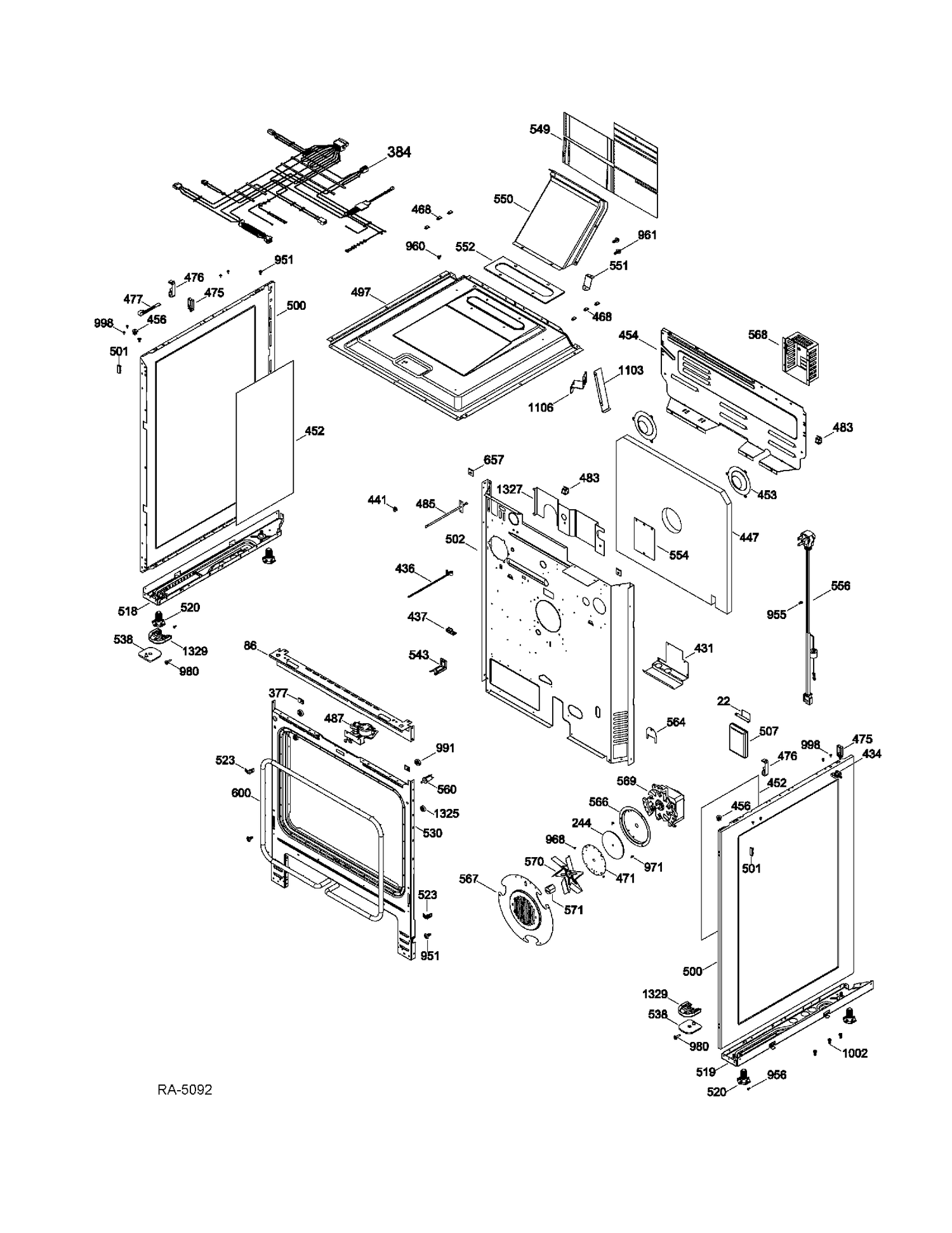 BODY PARTS Diagram and Parts List for CCGS985SET4SS  General Electric Range