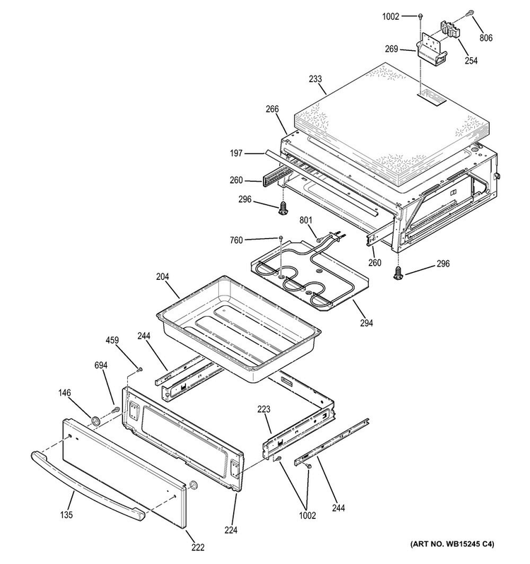 Warming Drawer Diagram and Parts List for PHS920SF2SS  General Electric Range
