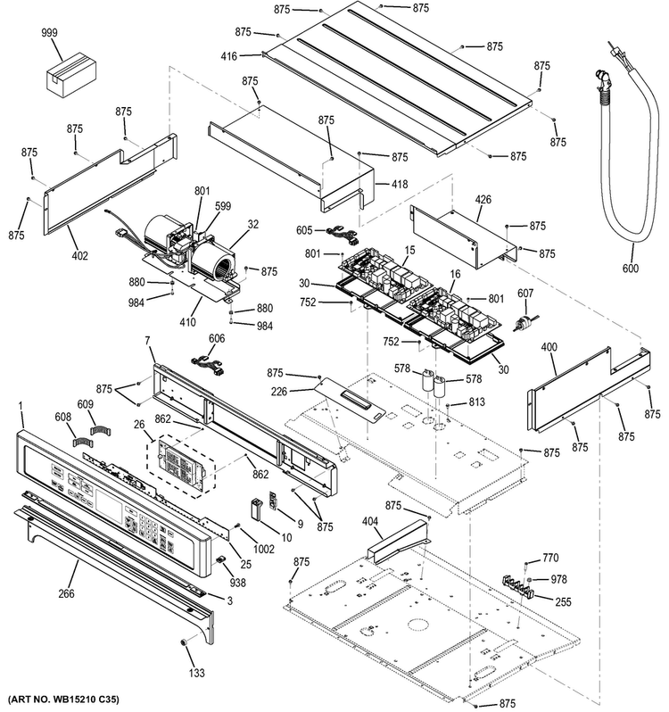 Control Panel Diagram and Parts List for PT9550SF2SS  General Electric Wall Oven