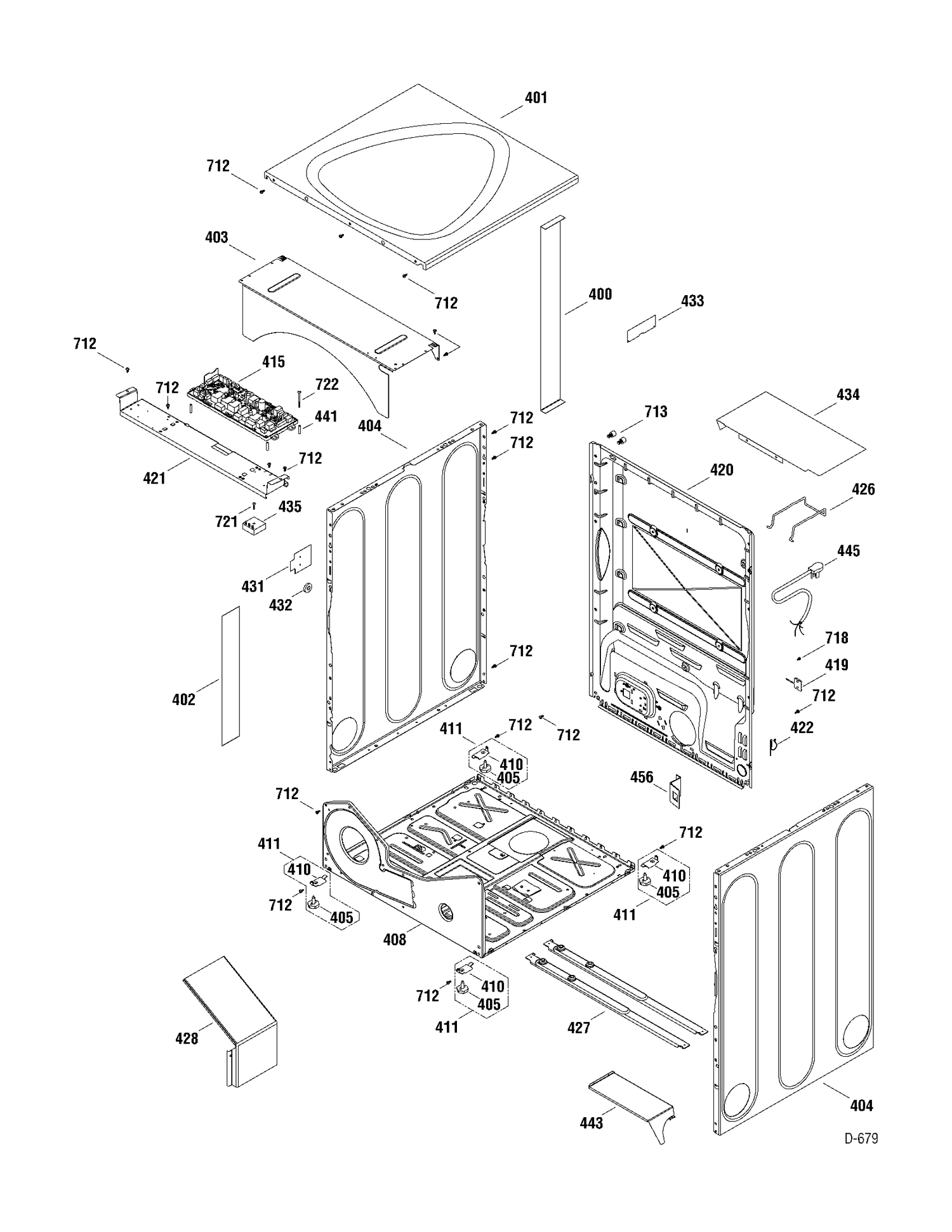 CABINET Diagram and Parts List for UPVH890GJ0MV  General Electric Dryer