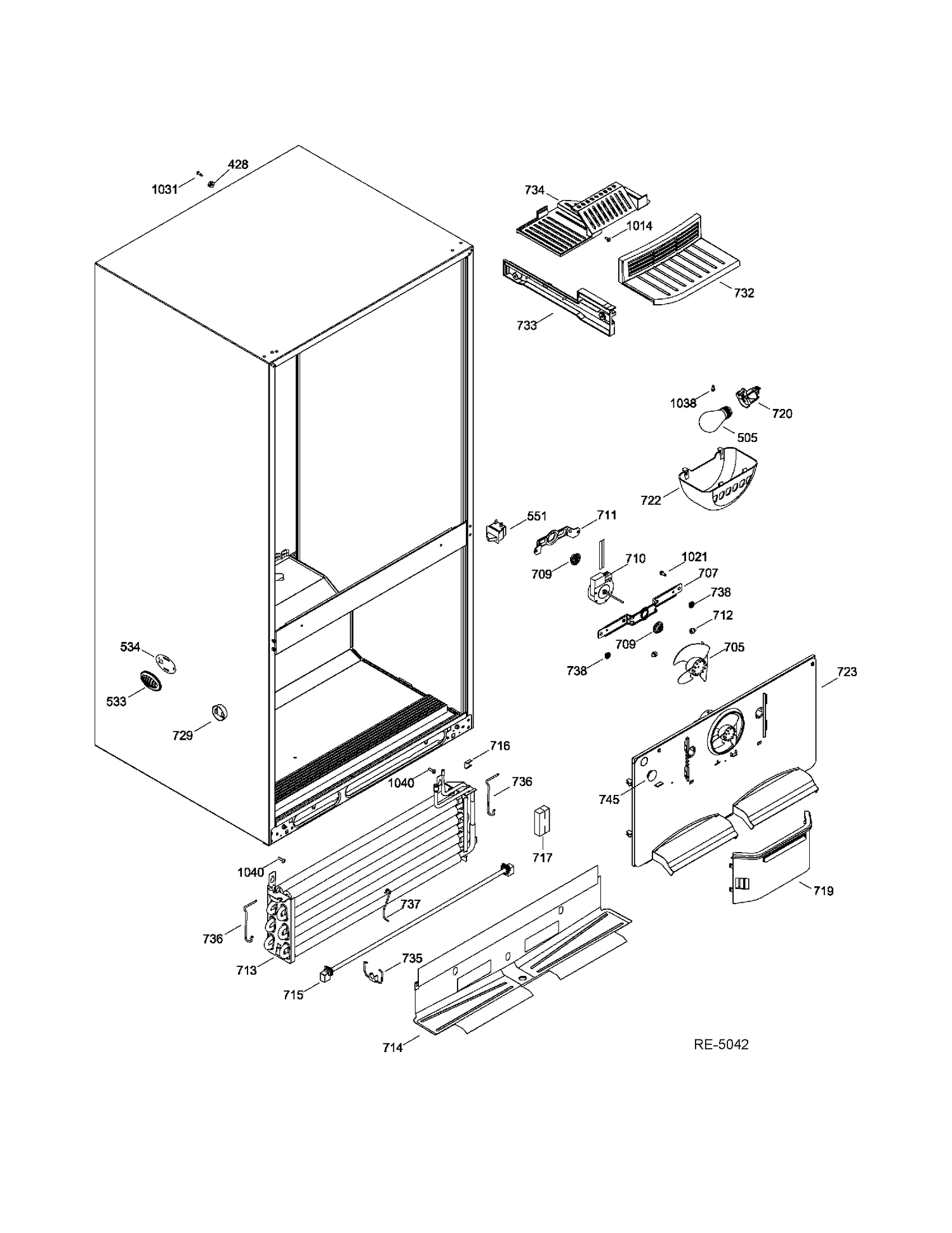 FUNCTIONAL PARTS FZ Diagram and Parts List for GDSC0KBXERWW  General Electric Refrigerator