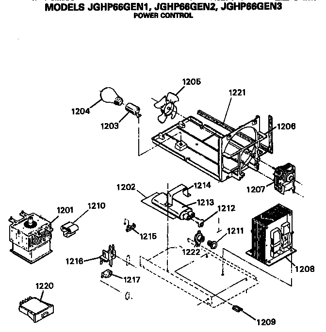 Power Control Diagram and Parts List for JGHP66GEN1  General Electric Range