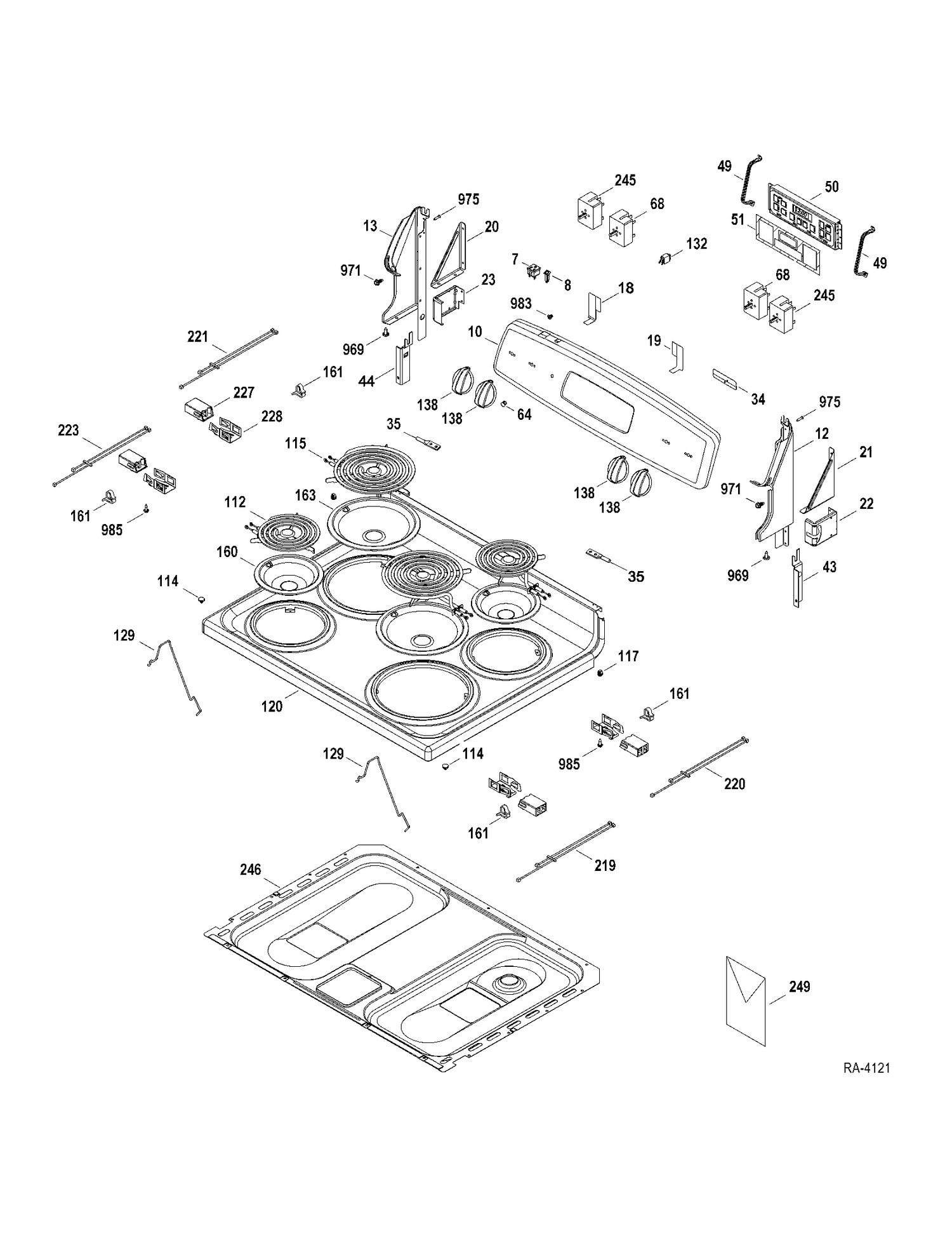 CONTROLS-COOKTOP Diagram and Parts List for JCBP250DT1WW  General Electric Range