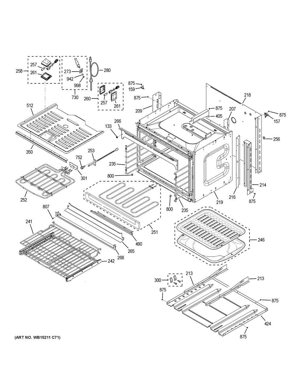 Lower Oven Diagram and Parts List for ZET9550SH4SS  General Electric Wall Oven
