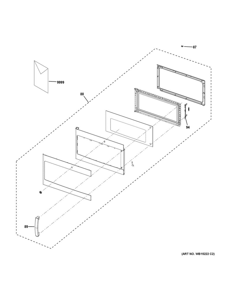 Door Parts Diagram and Parts List for DVM7195SK2SS  General Electric Microwave