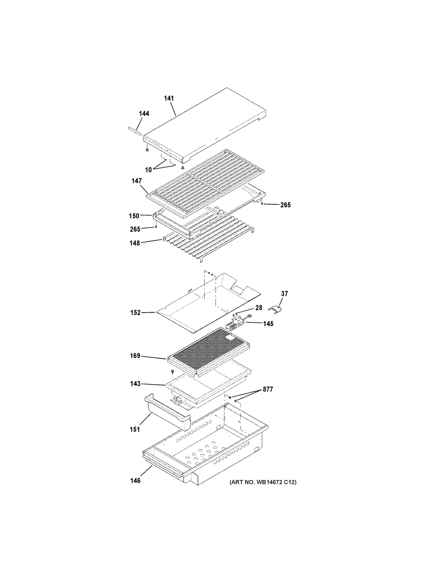 GRILL ASSEMBLY Diagram and Parts List for ZGP486LRR4SS  General Electric Range