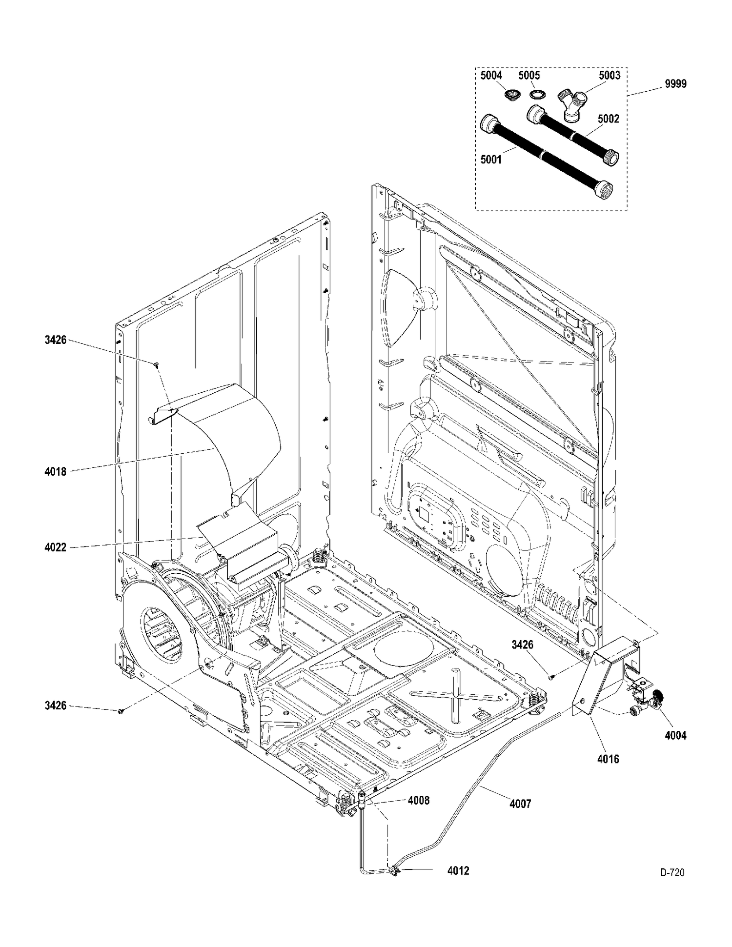 CABINET - SHIELDS-WATER SYSTEM Diagram and Parts List for GTMS570ED0WW  General Electric Dryer