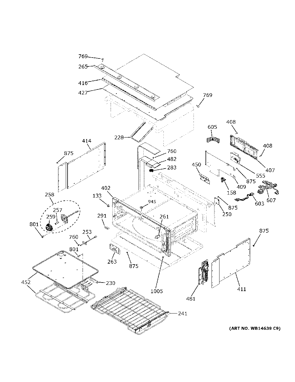Upper Oven Diagram and Parts List for CTS92DM2N2S5  General Electric Range
