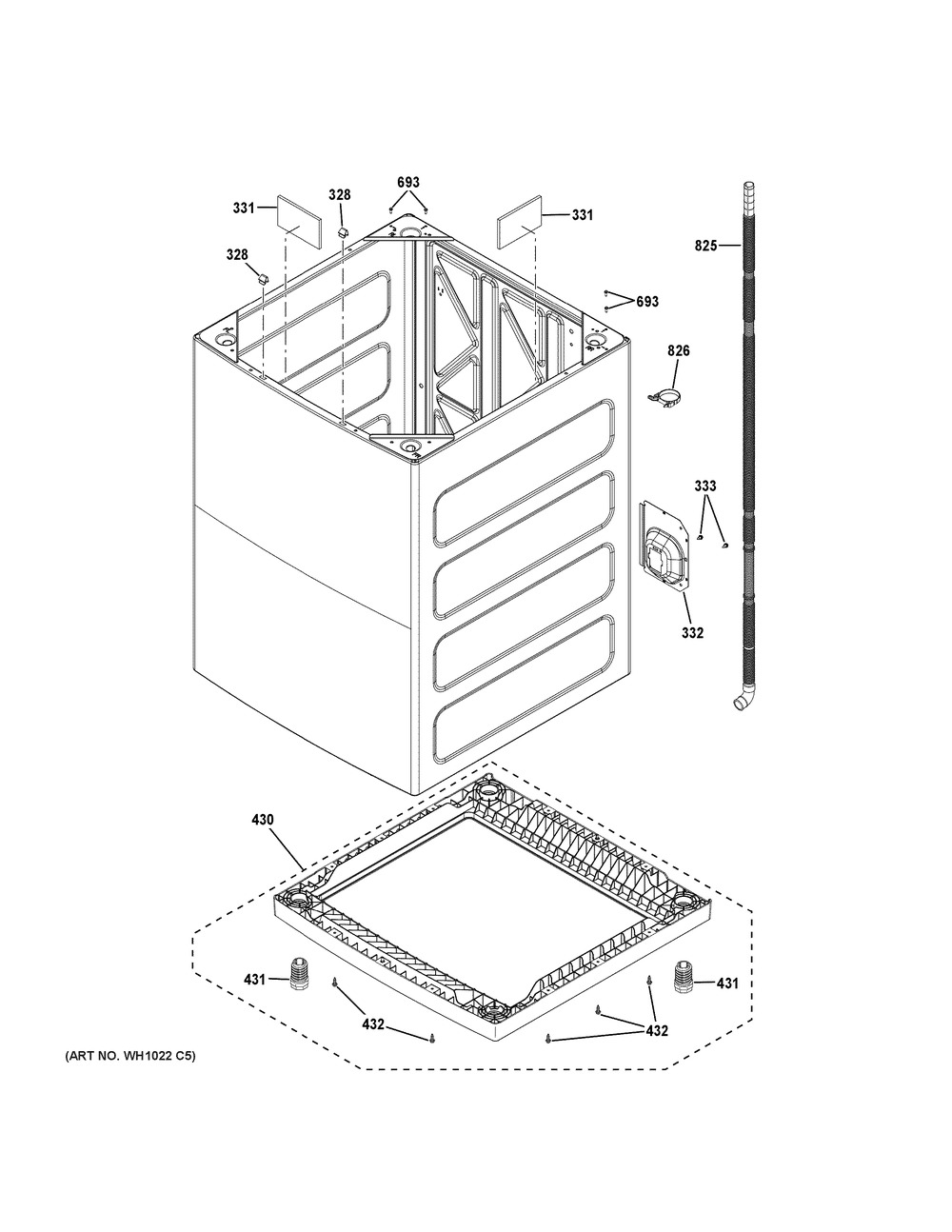 Cabinet Diagram and Parts List for GTW750CSL0DG  General Electric Washer