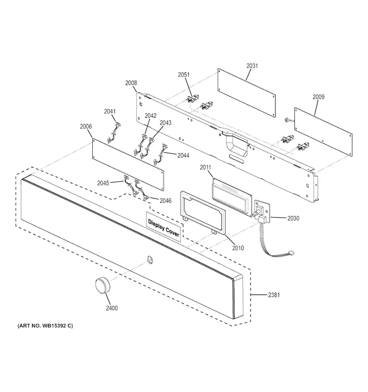 Control Panel Diagram and Parts List for JK3800DH3BB  General Electric Microwave Oven Combo