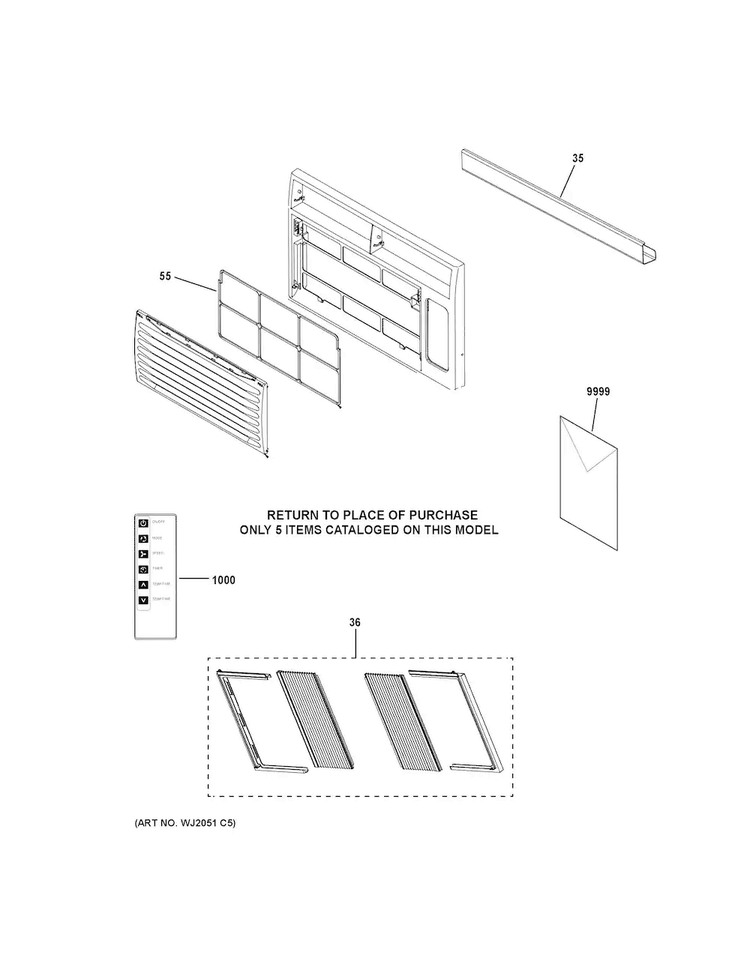 Room Air Conditioner Diagram and Parts List for AHH10AWQ1  General Electric Air Conditioner