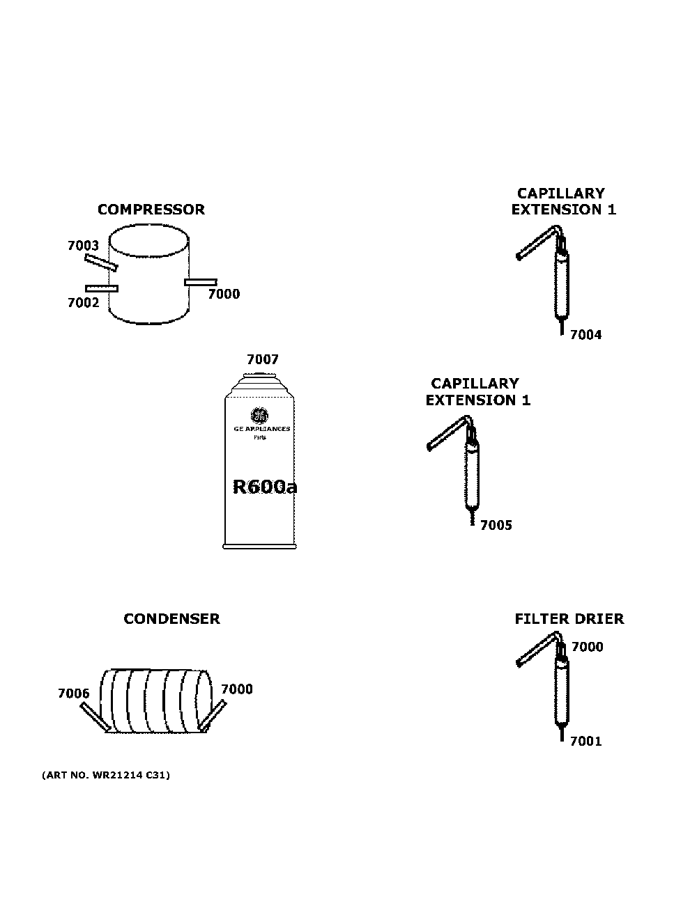 Lokring connectors Diagram and Parts List for PVS06BSPBSS  General Electric Refrigerator