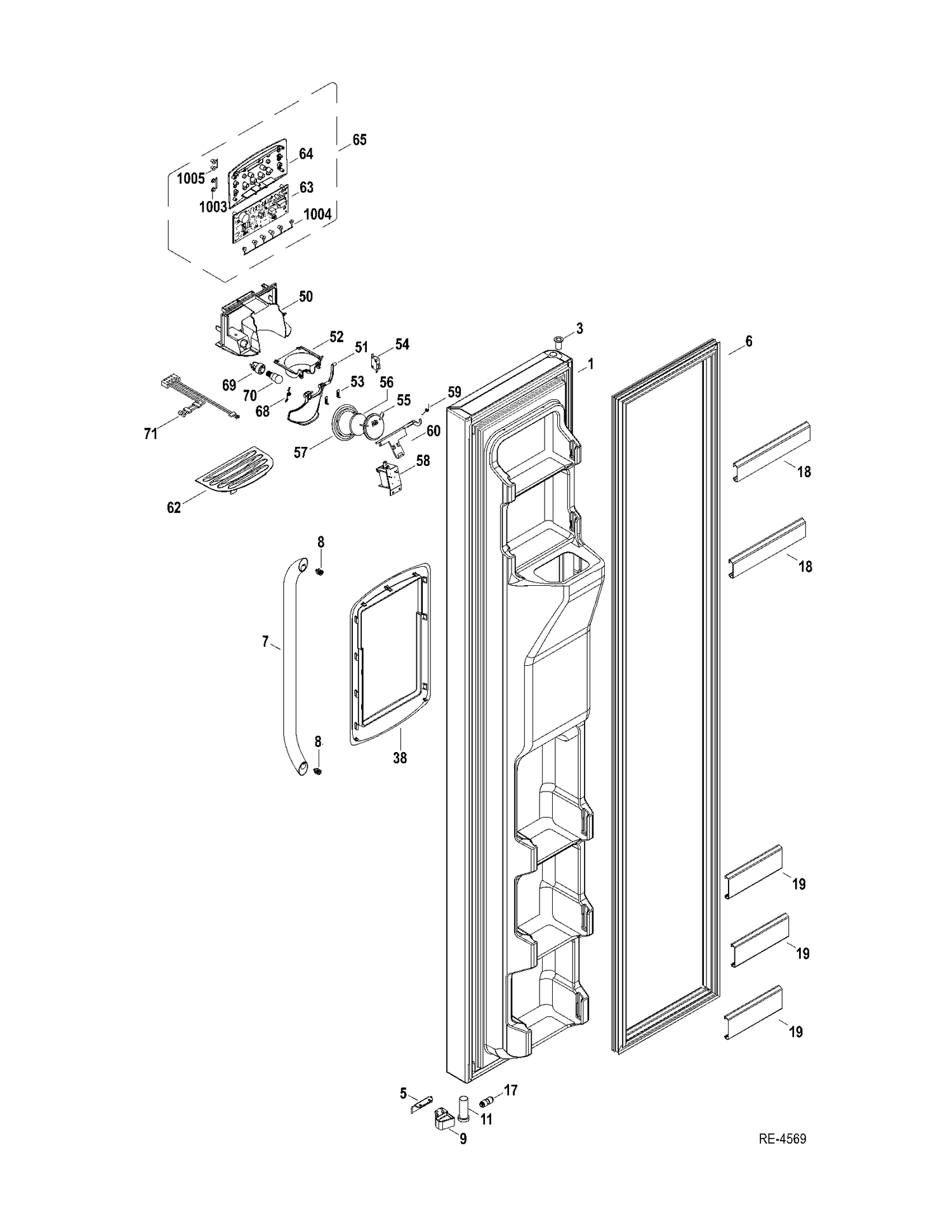 FZ DOOR Diagram and Parts List for GSRS3QGXGFSS  General Electric Refrigerator