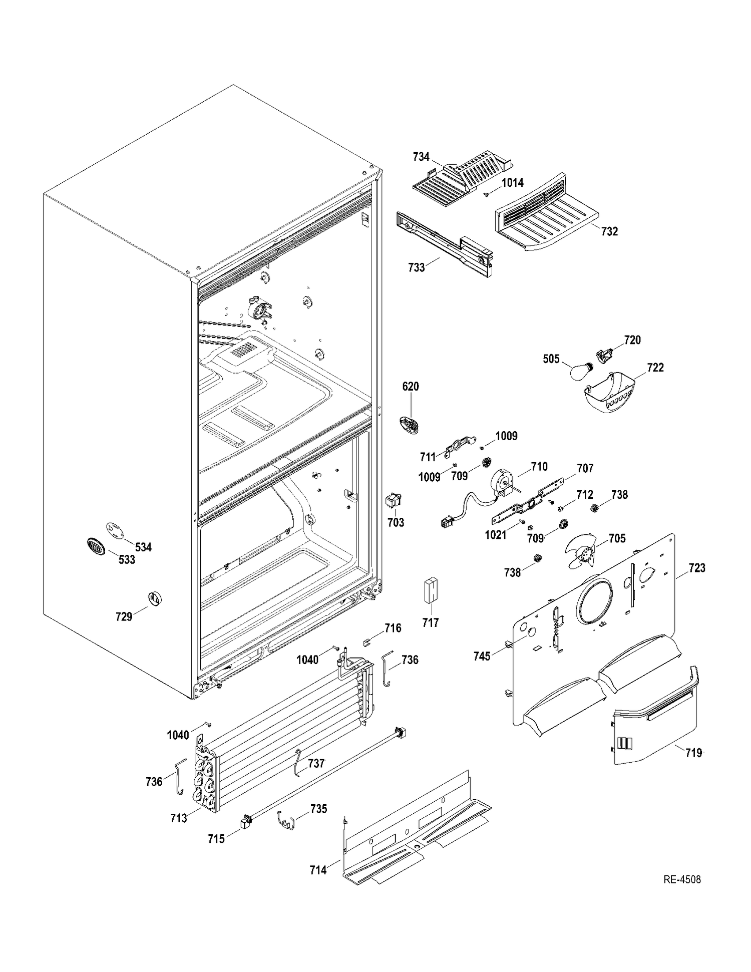 FZ SECTION Diagram and Parts List for PDRF0MBYERWW  General Electric Refrigerator