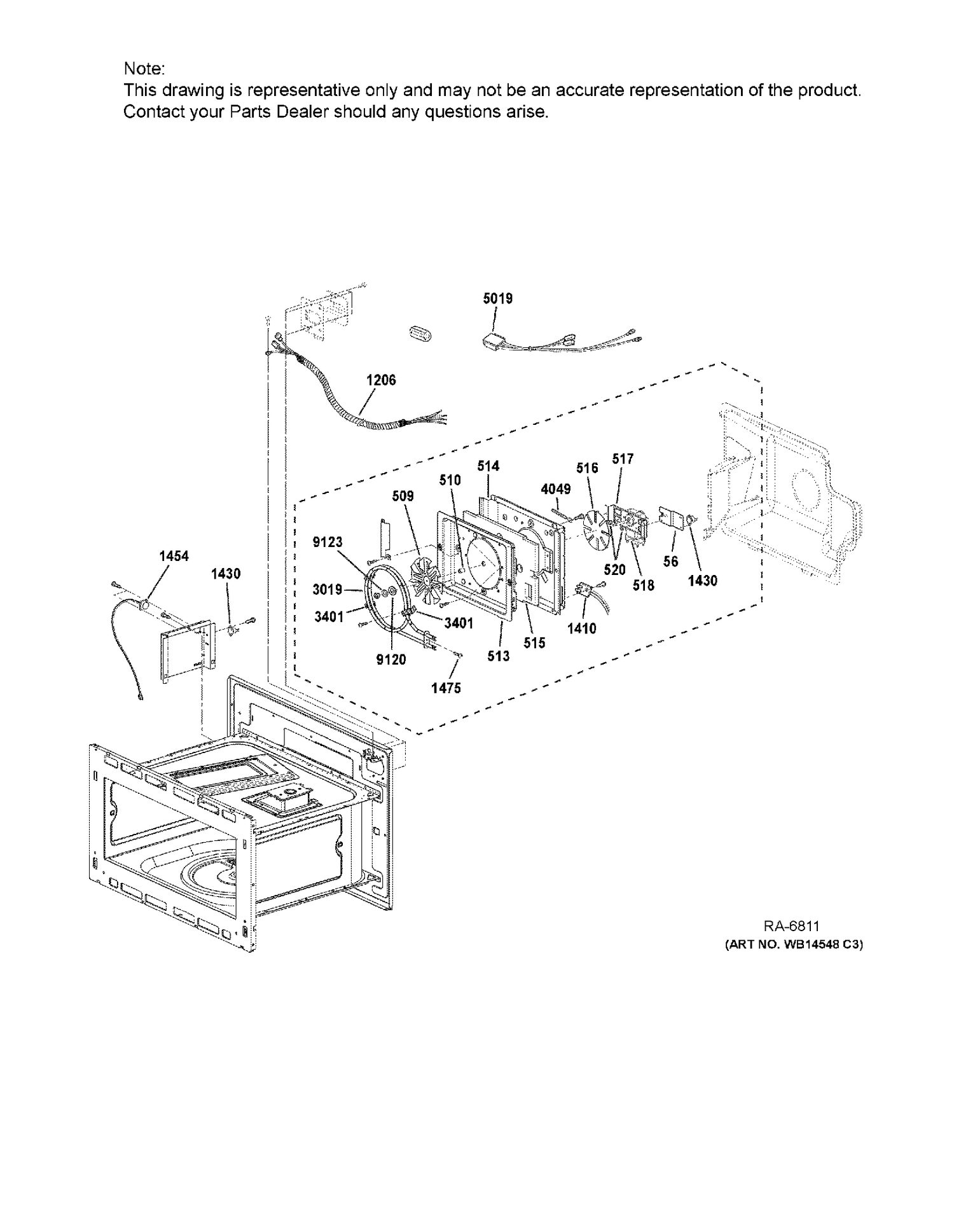 INTERIOR PARTS 1 Diagram and Parts List for ZSC2202J2SS  General Electric Range
