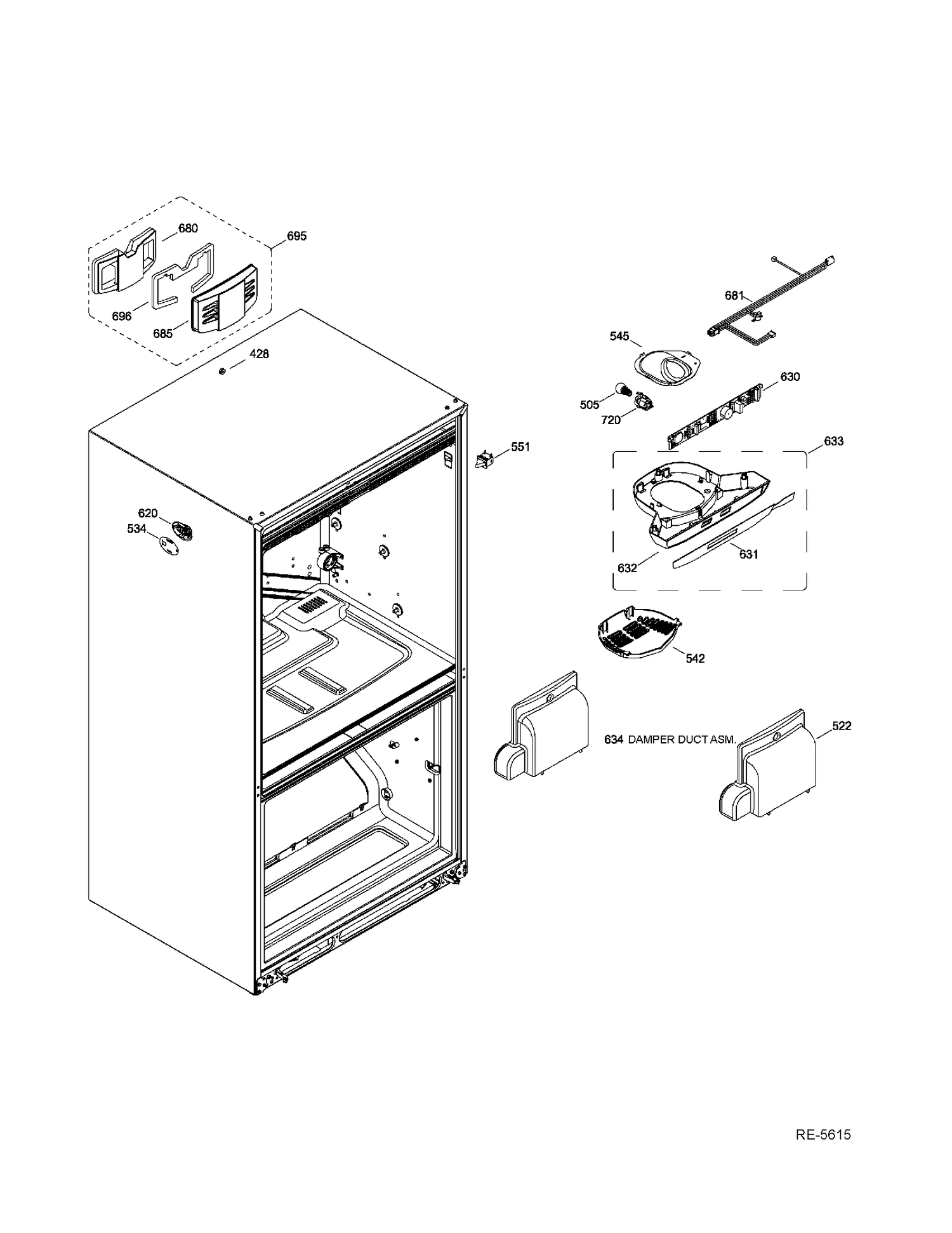 FF FUNCTIONAL PARTS Diagram and Parts List for PDR20KSEALES  General Electric Refrigerator
