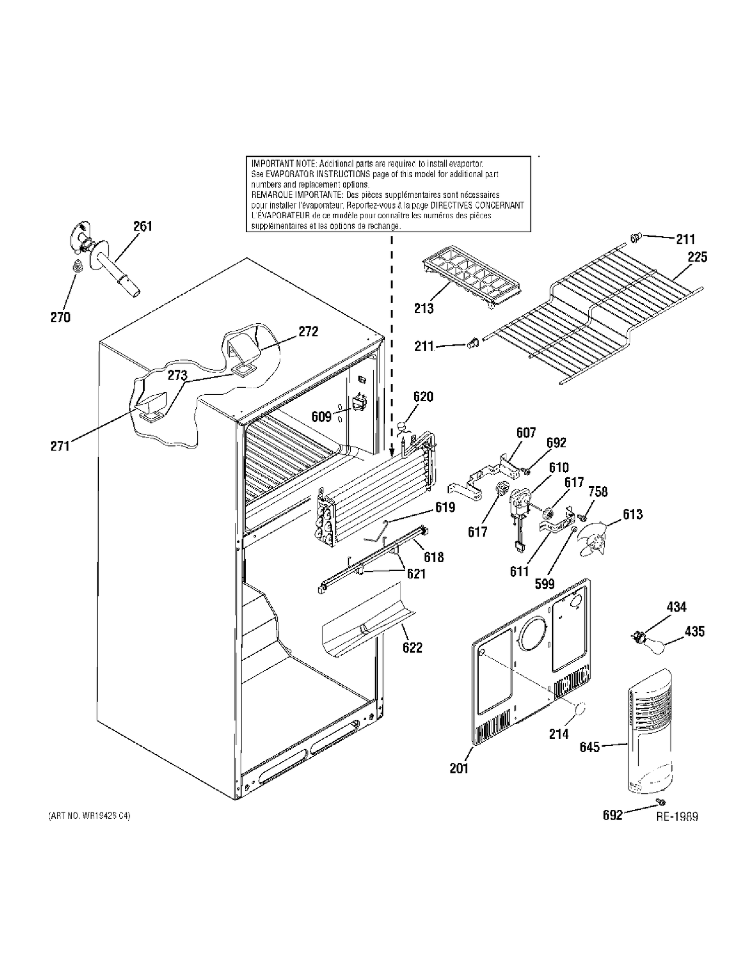 FREEZER PARTS Diagram and Parts List for 38489KBSARSS  General Electric Refrigerator