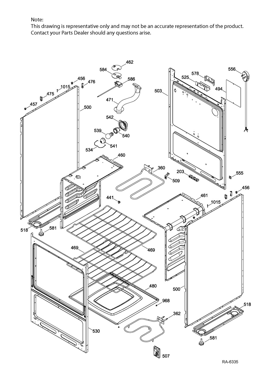 Body Parts Diagram and Parts List for MBC12GAZBB  General Electric Range