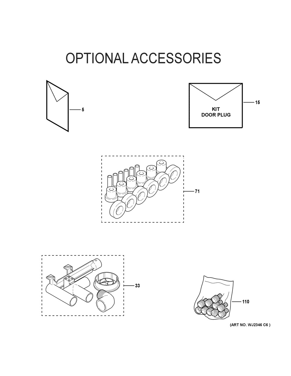 Optional Accessories Diagram and Parts List for NF95X040S3B03  General Electric Furnace