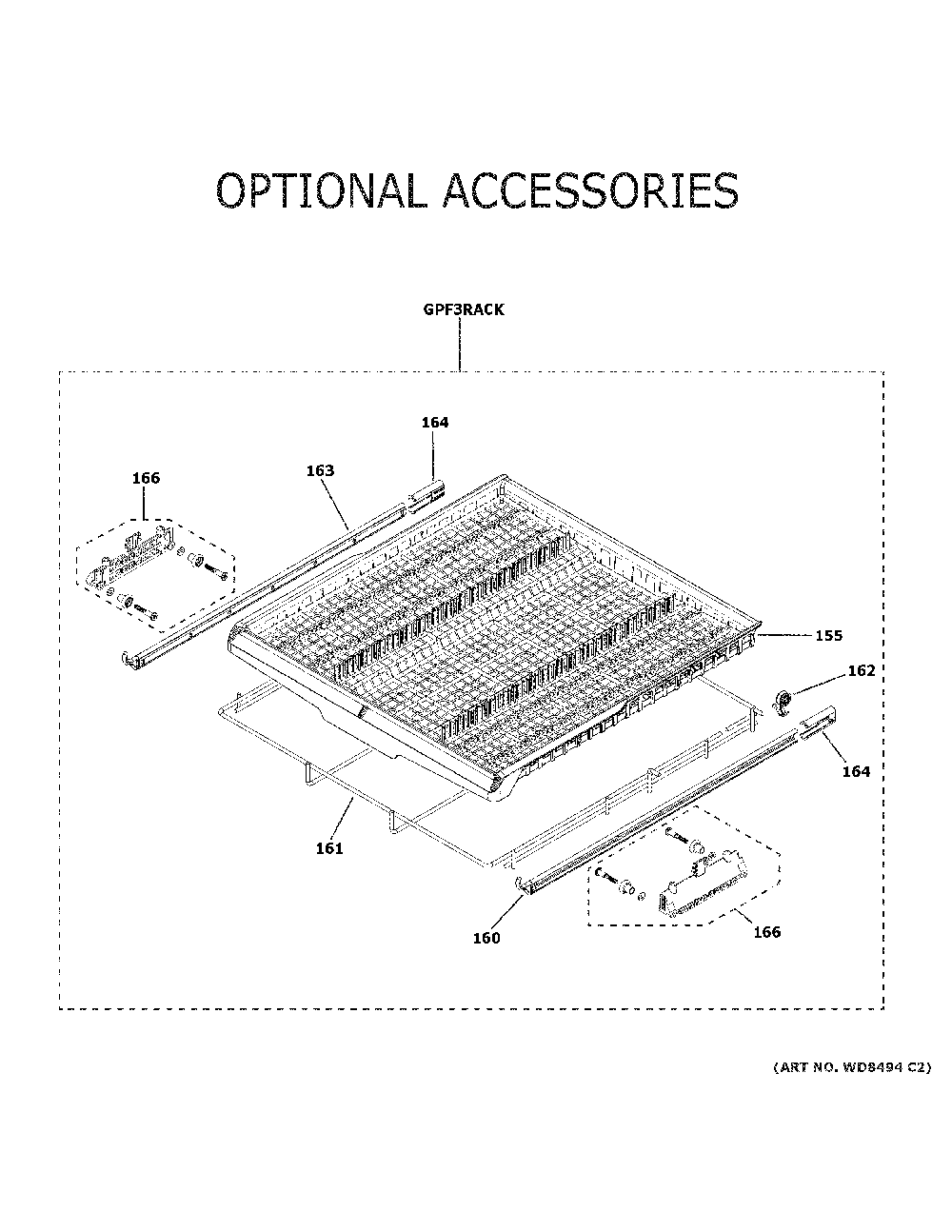 Optional accessories Diagram and Parts List for GDF530PGM3WW  General Electric Dishwasher