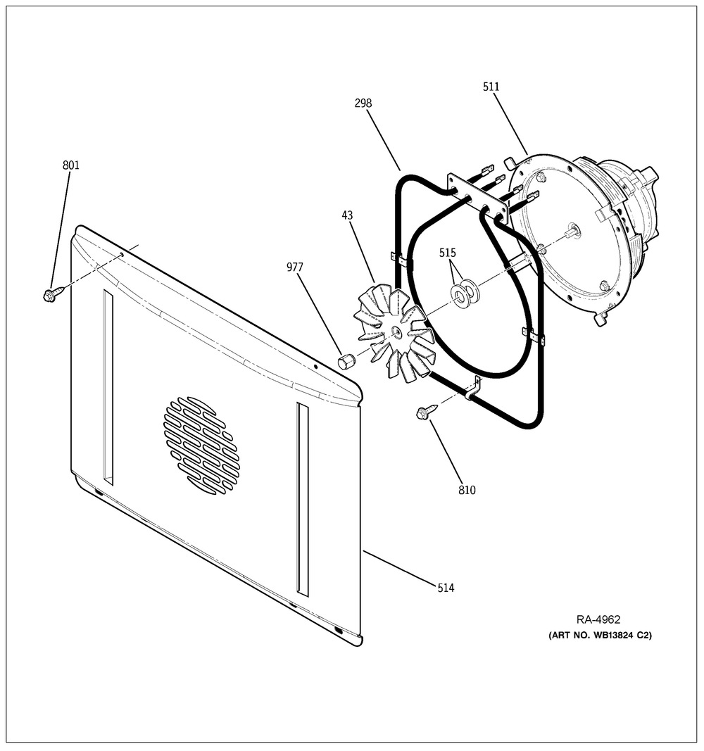 Convection Fan Diagram and Parts List for ZIDS240BASS  General Electric Refrigerator
