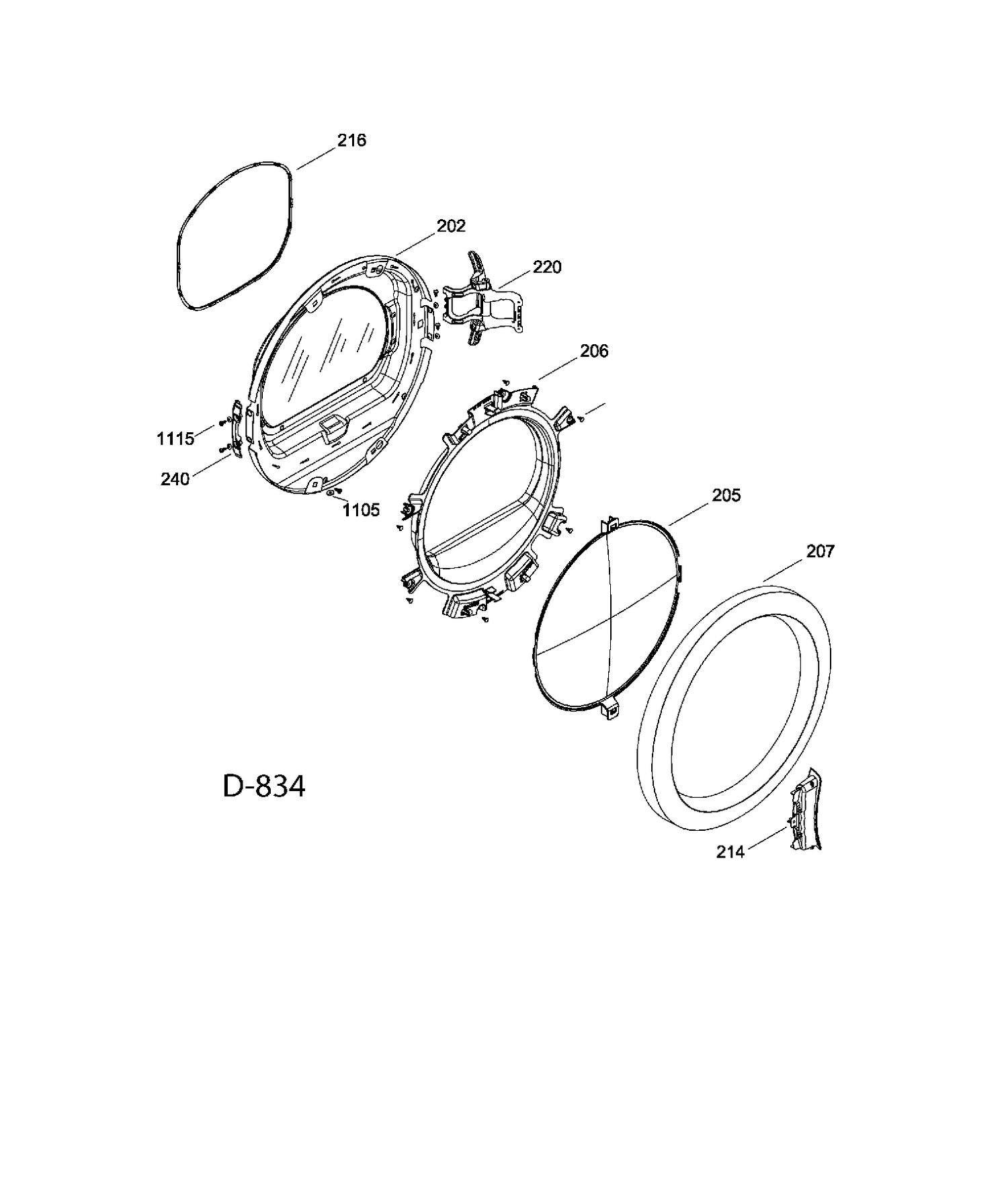 DOOR Diagram and Parts List for GFMN110ED0WW  General Electric Dryer