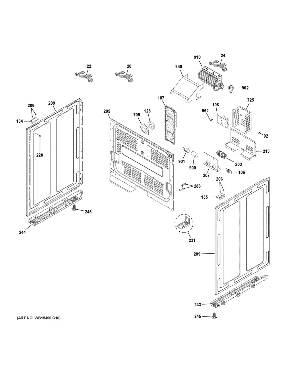 Body Parts Diagram and Parts List for CHS950P3M1D1  General Electric Range