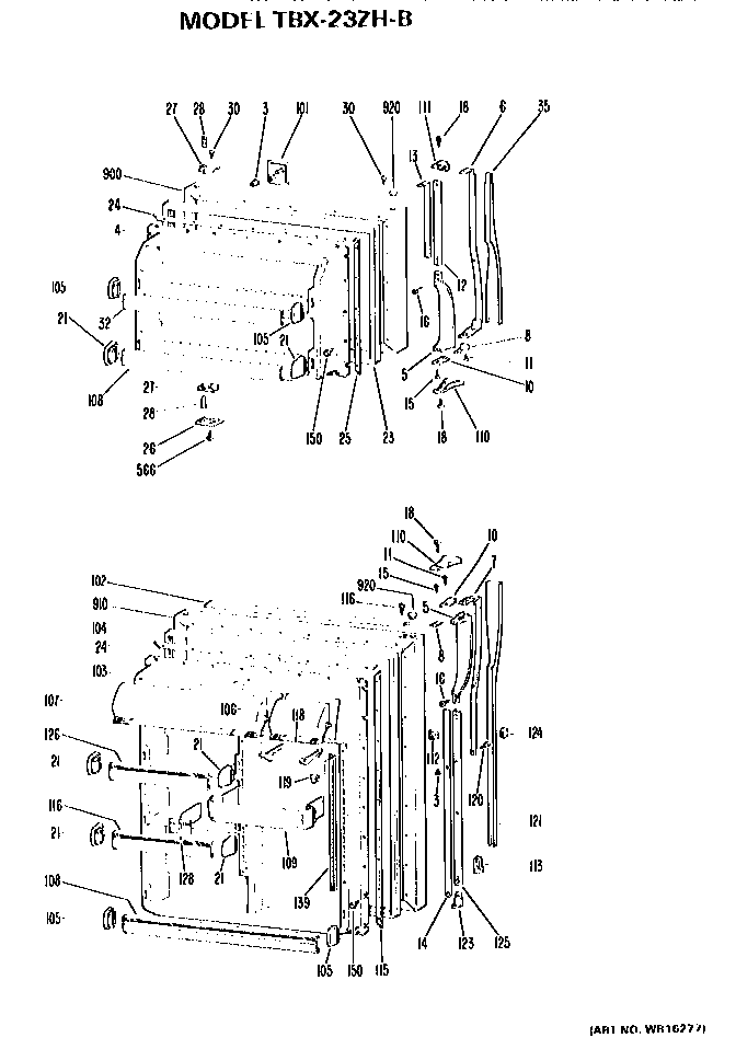 Doors Diagram and Parts List for TBX23ZHB  General Electric Refrigerator