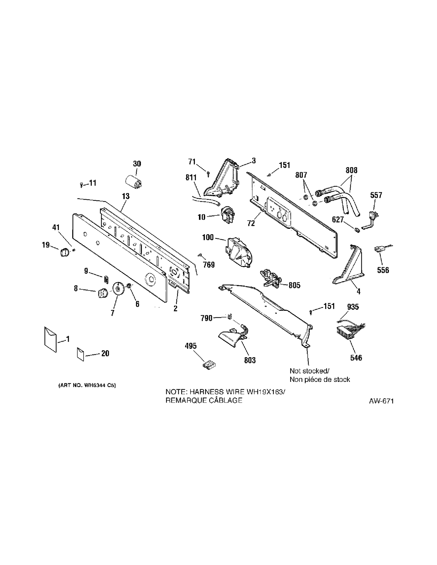 CONTROLS Diagram and Parts List for MNSR1070DCWW  General Electric Washer