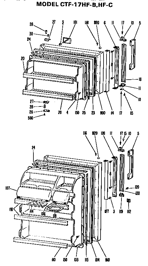Doors Diagram and Parts List for CTF17HFC  Hotpoint Refrigerator
