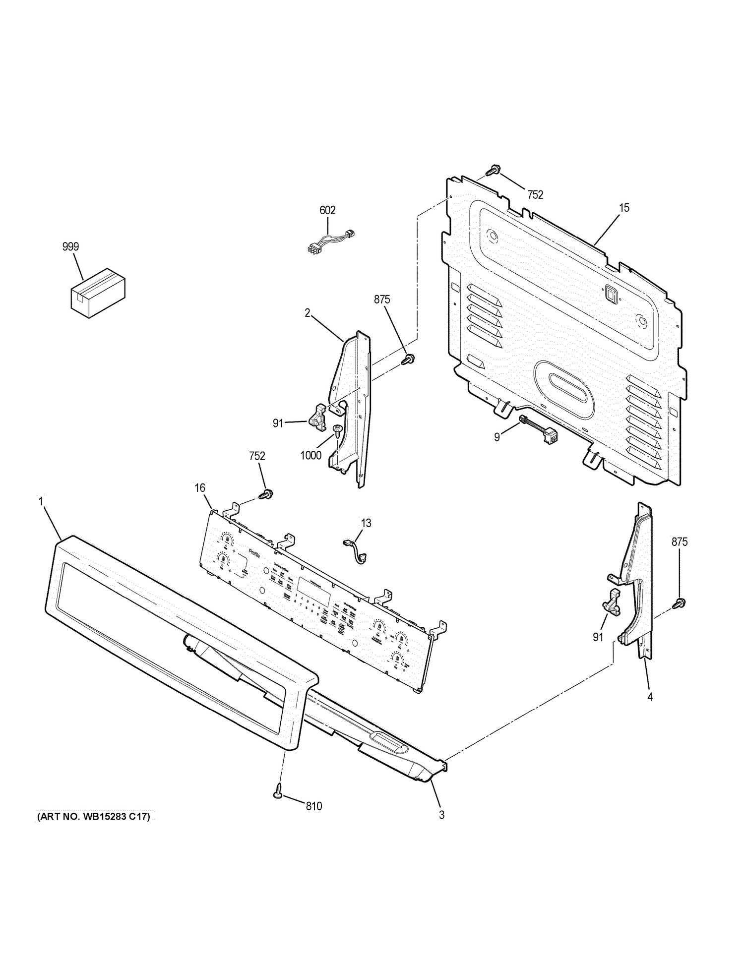 CONTROL PANEL Diagram and Parts List for PB911SJ6SS  General Electric Range