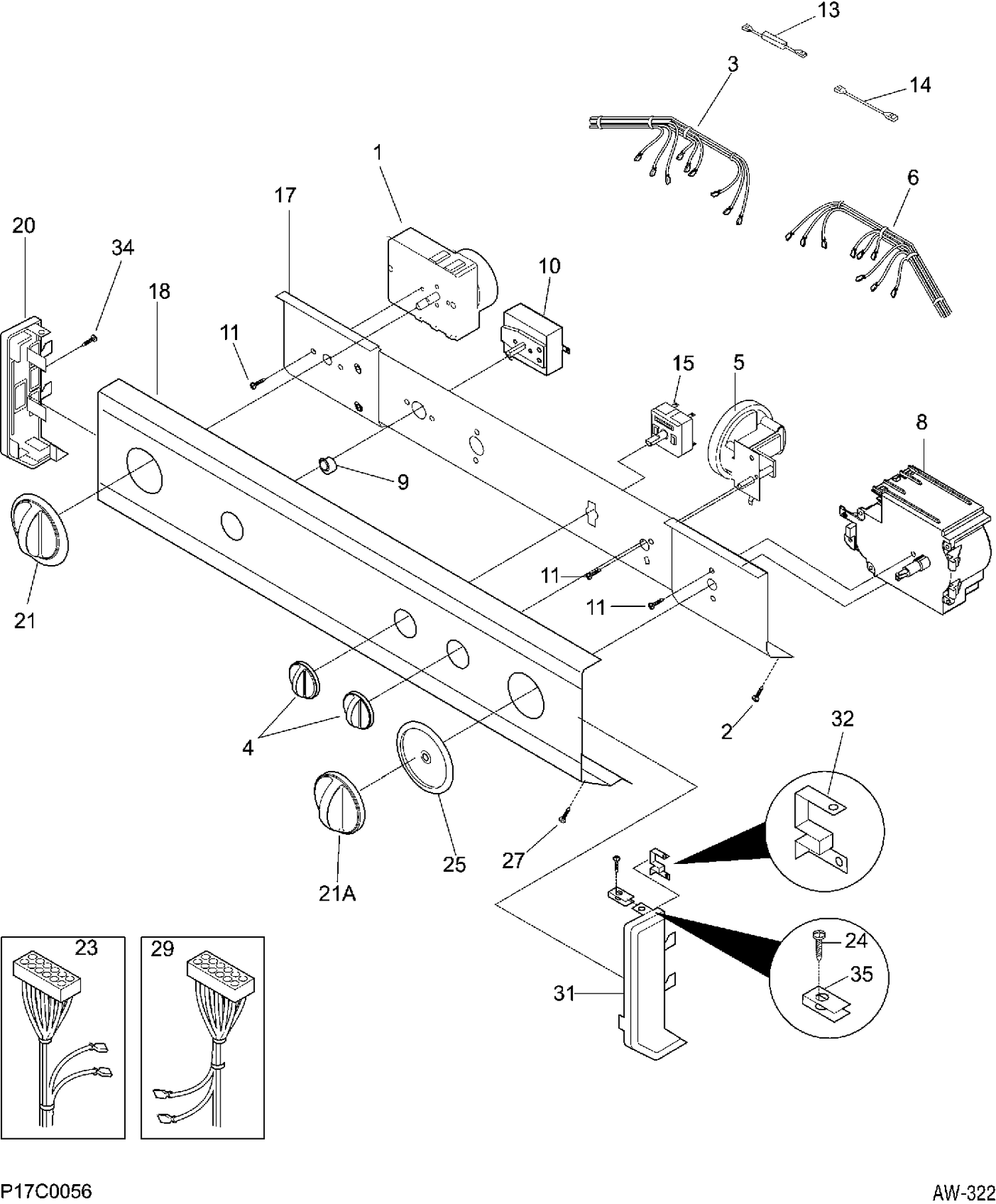 CONTROL PANEL Diagram and Parts List for WSM27TCDWW  General Electric Washer