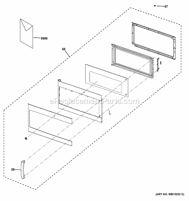Door Parts Diagram and Parts List for JVM7195SF1SS  General Electric Microwave
