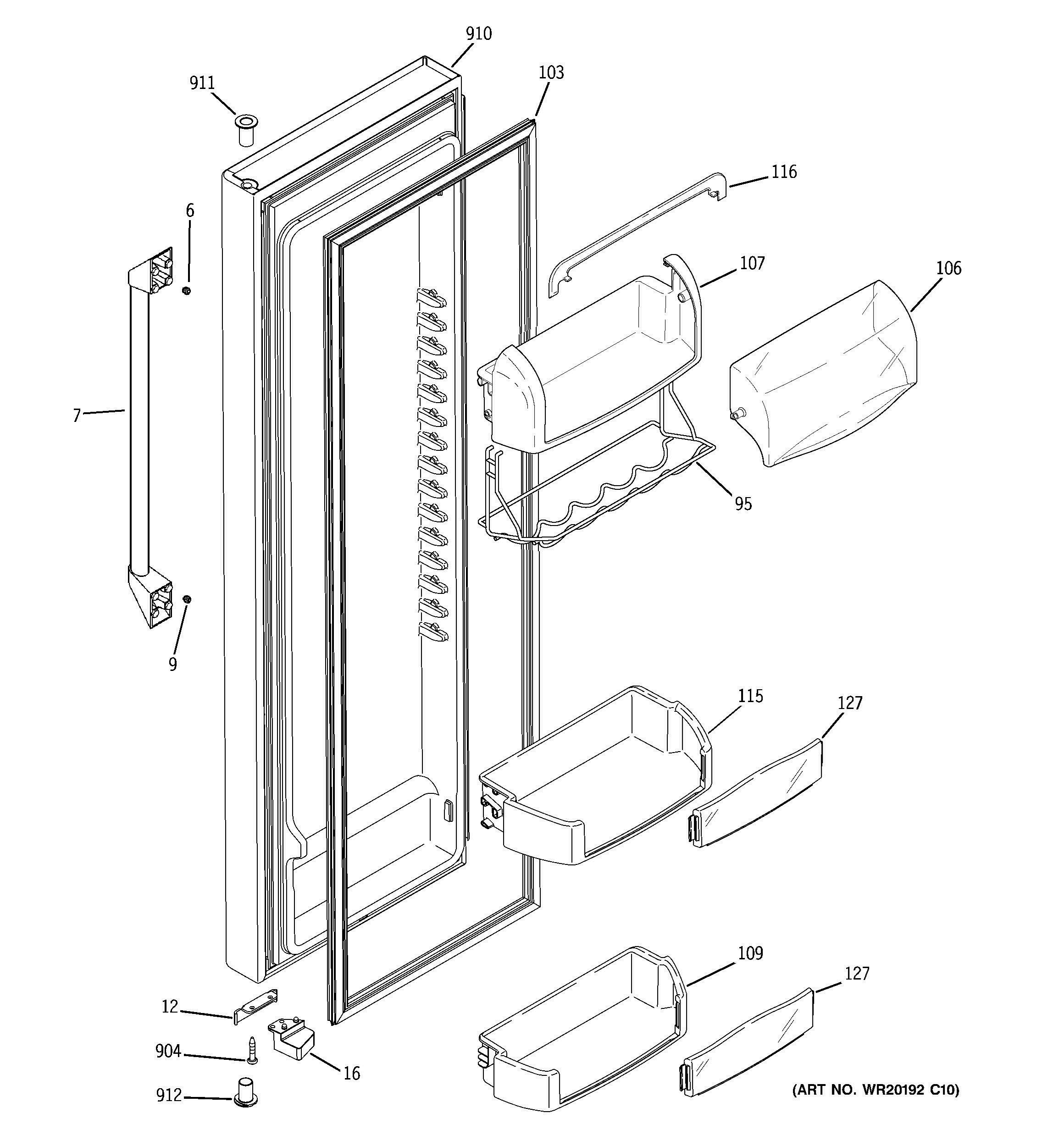 FRESH FOOD DOOR Diagram and Parts List for CSHS6UGZFSS  General Electric Refrigerator