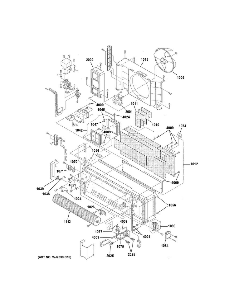 Motor & Chassis Parts Diagram and Parts List for AZ41E07DABM2  General Electric Air Conditioner