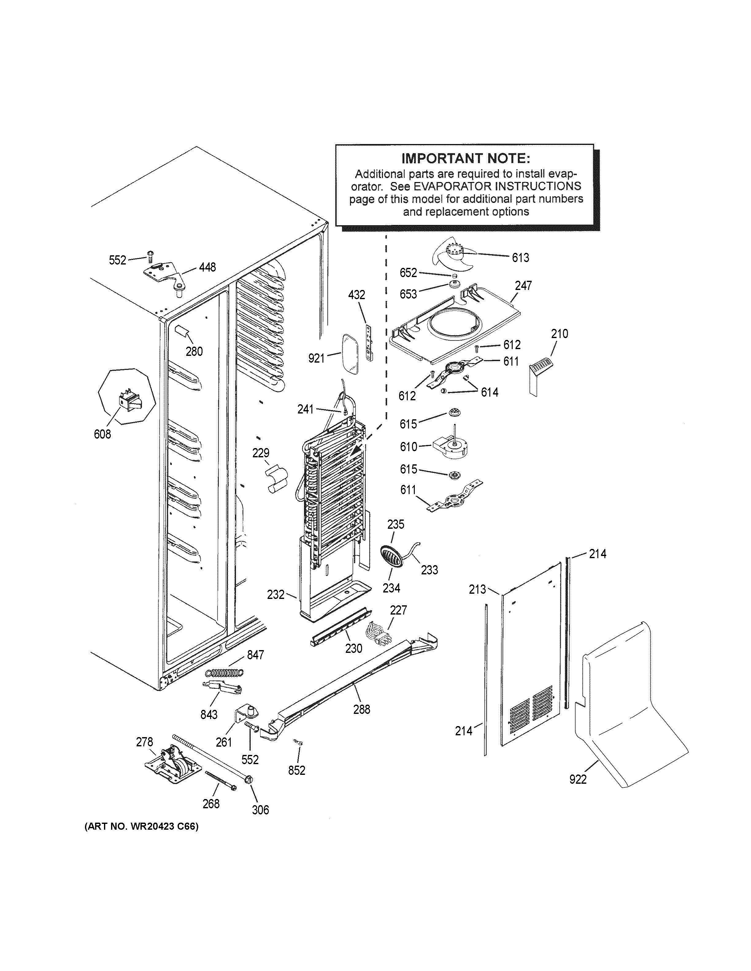 FREEZER SECTION Diagram and Parts List for PZS22MMKGHES  General Electric Refrigerator