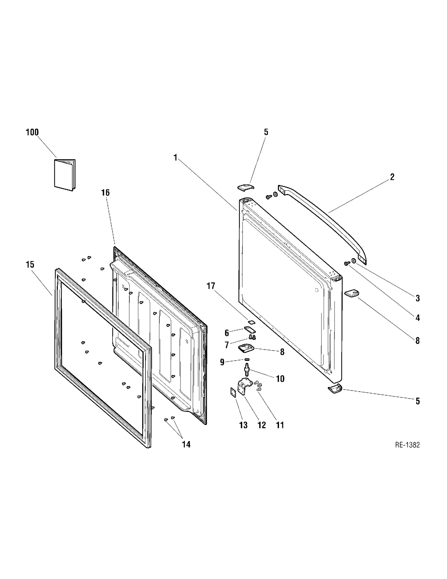 FREEZER DOOR Diagram and Parts List for GBE18BAPBRBB  General Electric Refrigerator