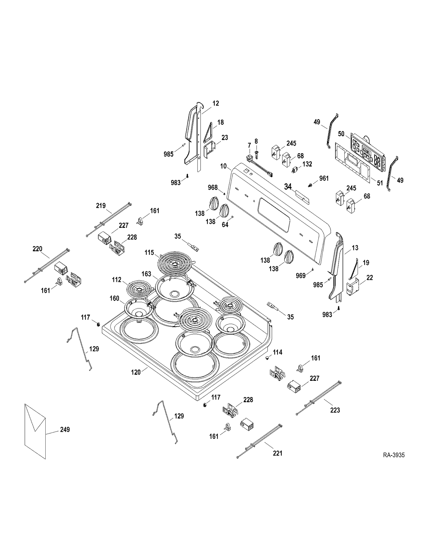 CONTROLS-COOKTOP Diagram and Parts List for MCB757DR2WW  General Electric Range