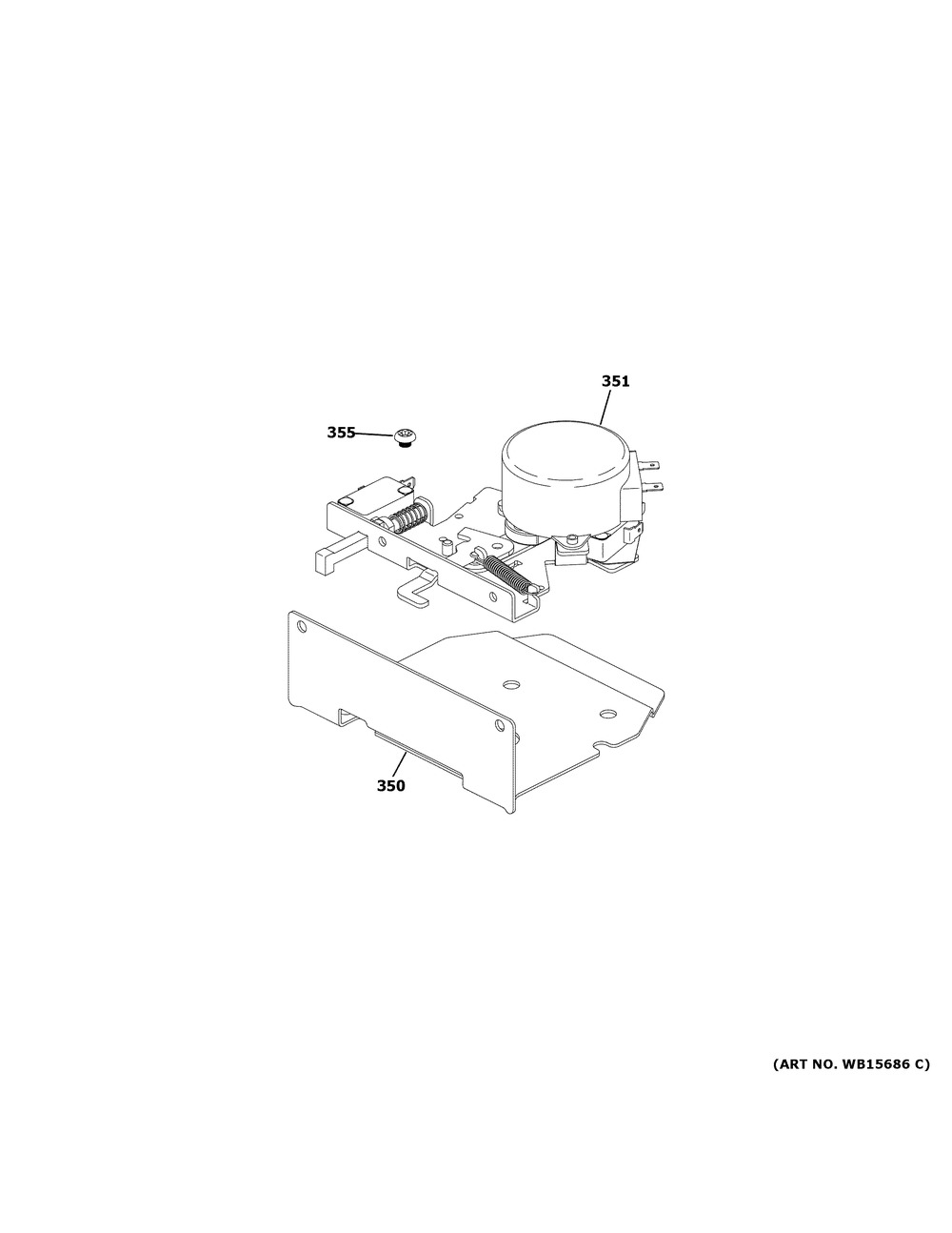 Door Lock Diagram and Parts List for C2Y366P5T1G2  General Electric Range