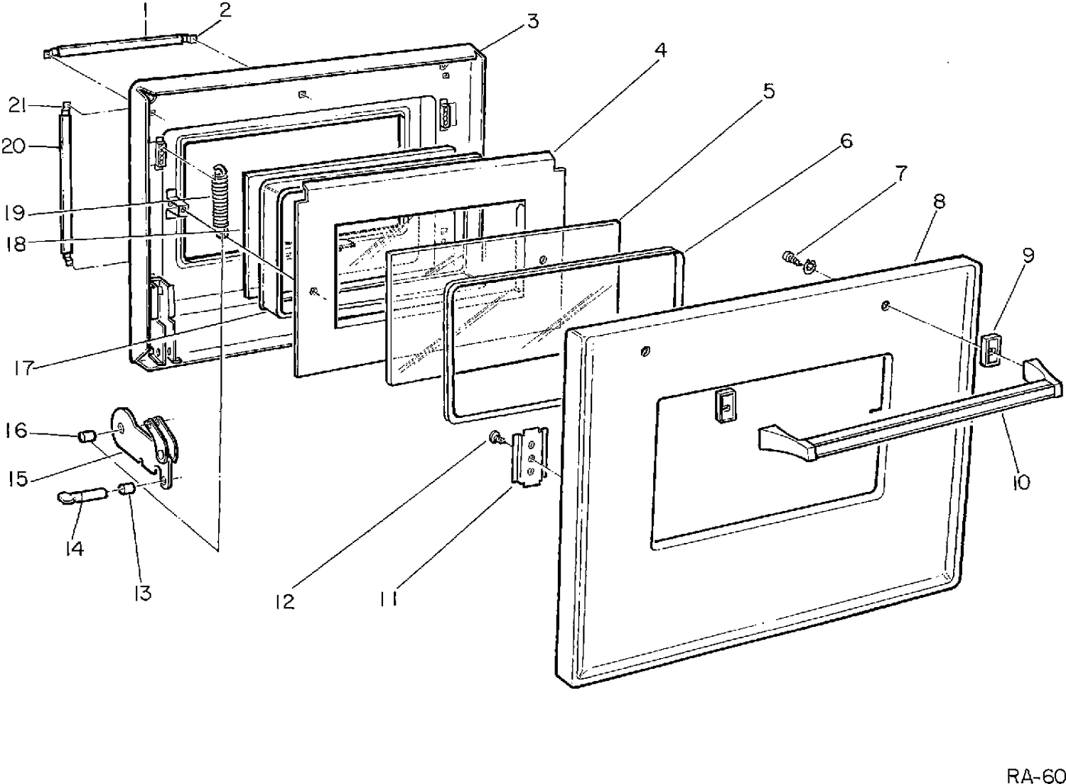 DOOR ASSEMBLY Diagram and Parts List for 12300-1  General Electric Range