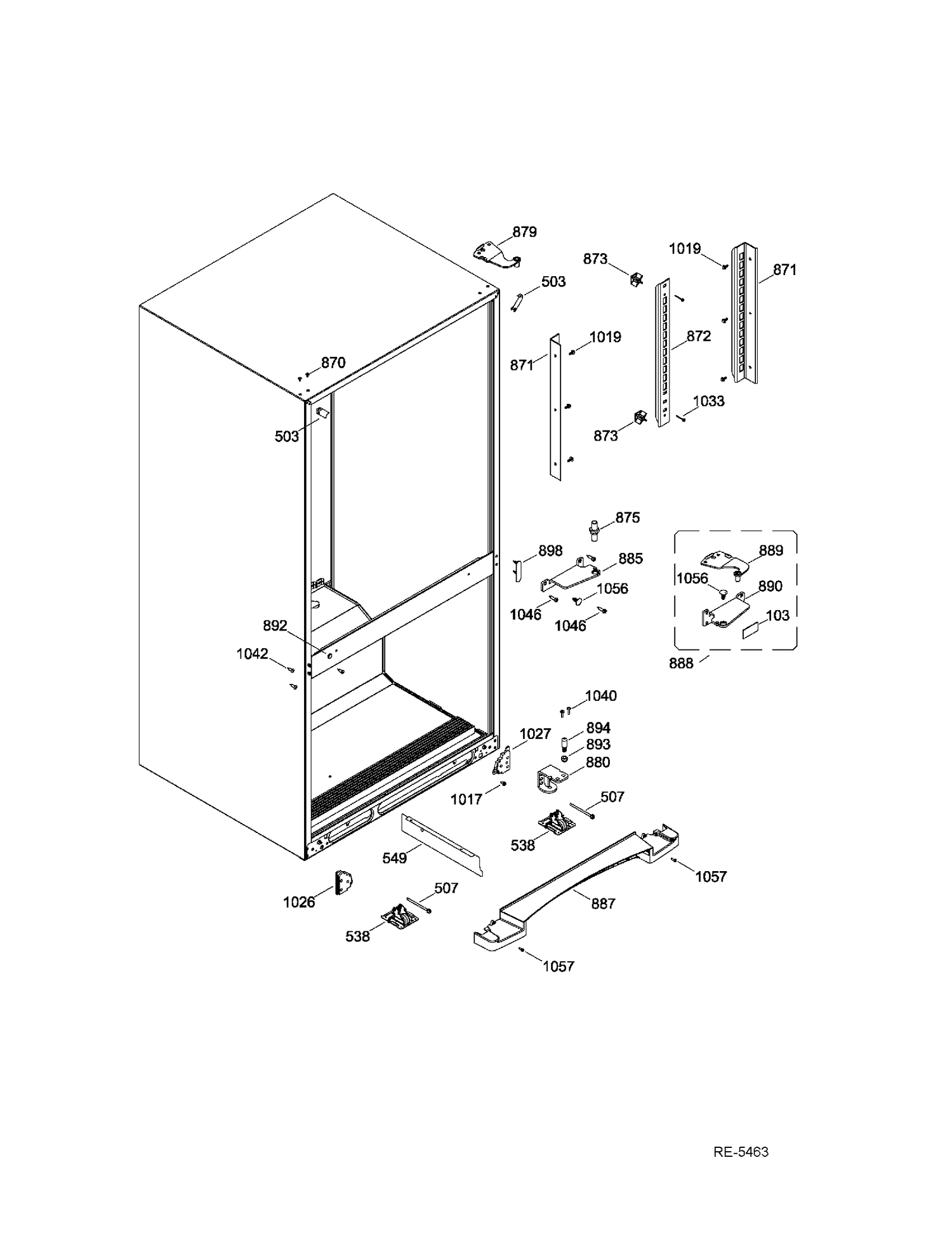HINGE Diagram and Parts List for HBRC0FADARWW  General Electric Refrigerator