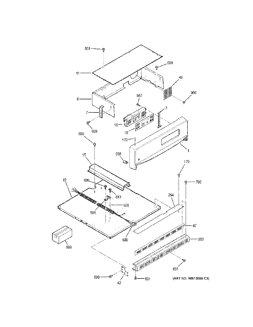 Control Panel Diagram and Parts List for JRS06SK4SS  General Electric Wall Oven