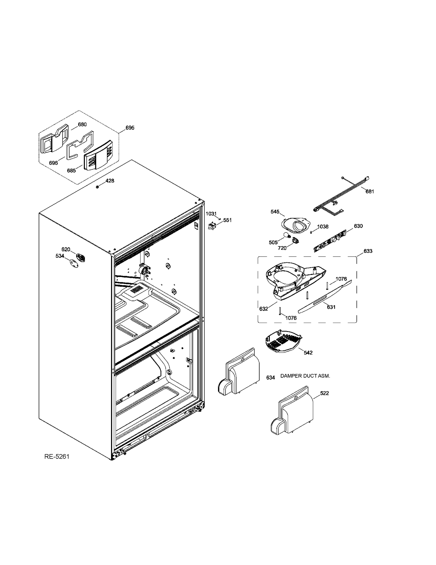 FF FUNCTIONAL PARTS Diagram and Parts List for ADRF0MBZGRWW  General Electric Refrigerator