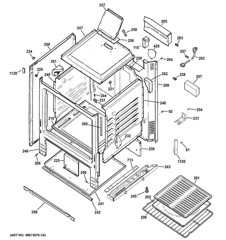 Body Parts Diagram and Parts List for RGB525DEH3BB  Hotpoint Range