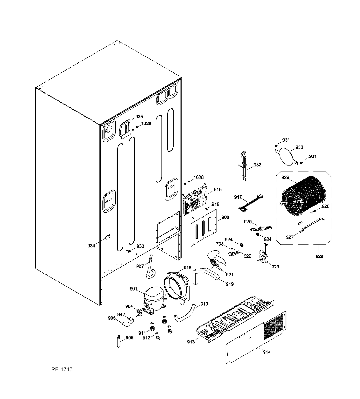 SEALED SYSTEM Diagram and Parts List for GDRC3KBYCRWW  General Electric Refrigerator