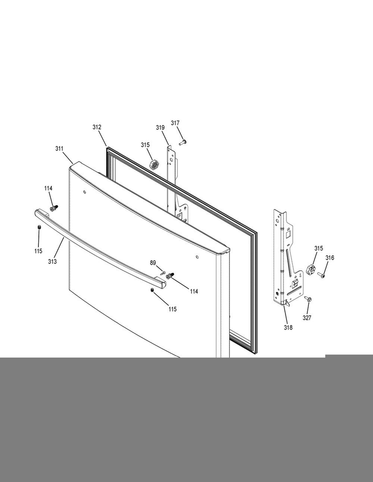 Freezer Door Diagram and Parts List for GYE22HMKBES  General Electric Refrigerator